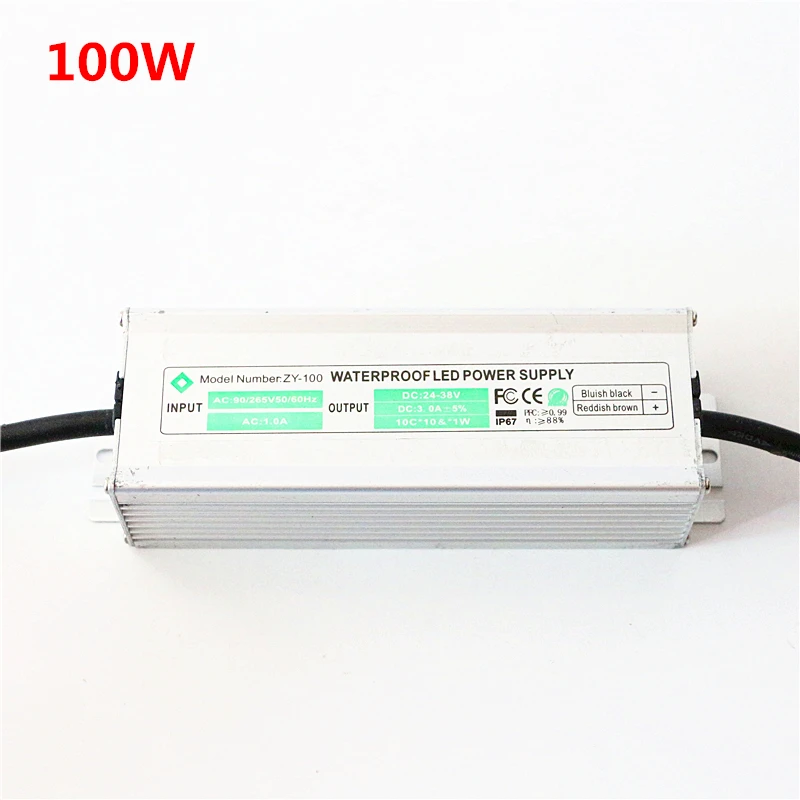 AC 85-265V 110V 220V DC/DC 24 V-38 V 10W 20W 30W 50W 100W IP67 Водонепроницаемый один Цвет RGB прожектор чип светодиодный драйвер