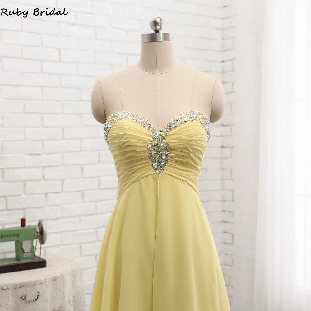 Женское шифоновое вечернее платье Ruby Bridal желтое вечерние пециевидное без