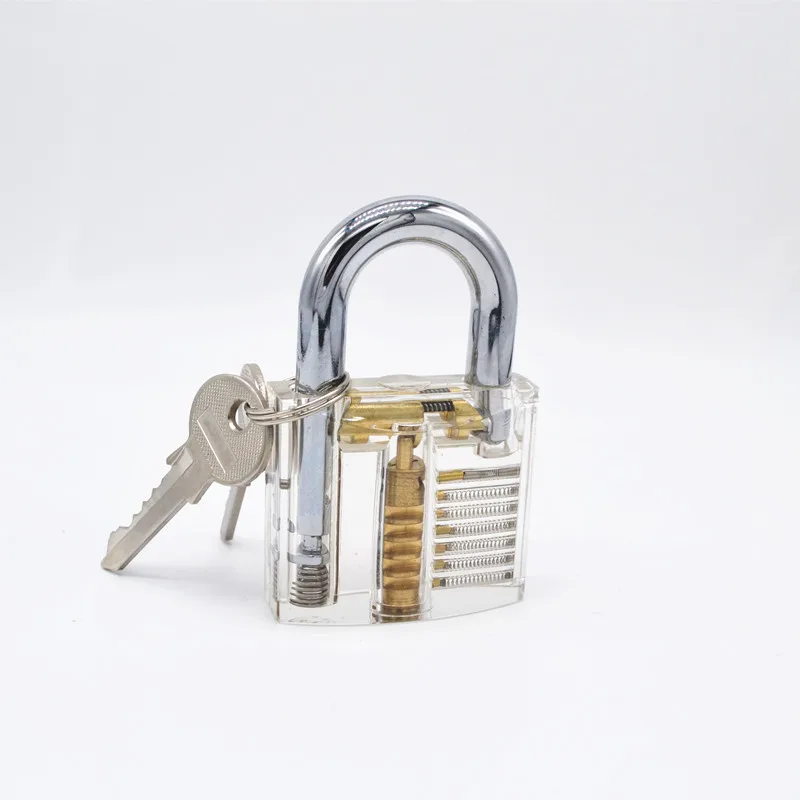 transparent lock Ручные инструменты прозрачный видимый выбор вырезанный практика замок с сломанным ключом удалить крюк аппаратные средства слесарный ключ инструмент - Цвет: transparent lock