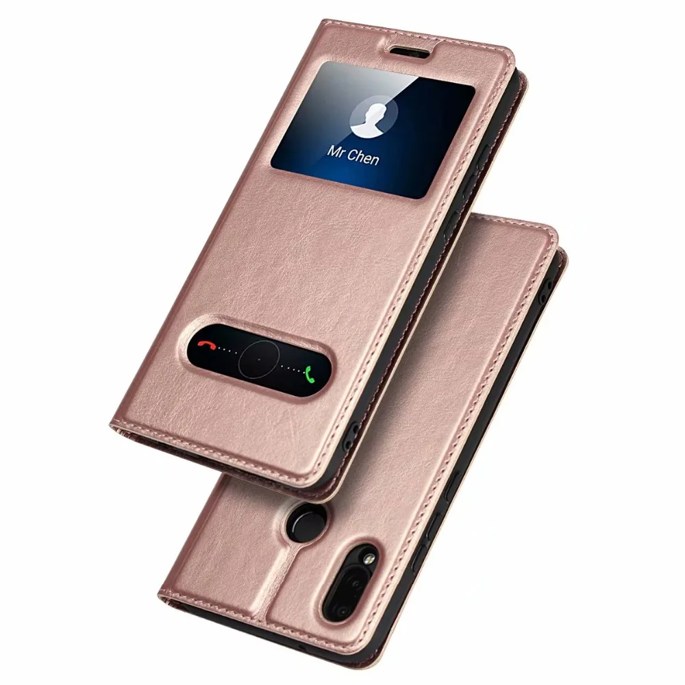 Умный чехол для Huawei P20 Lite &amp Pro с магнитным окошком и подставкой из искусственной