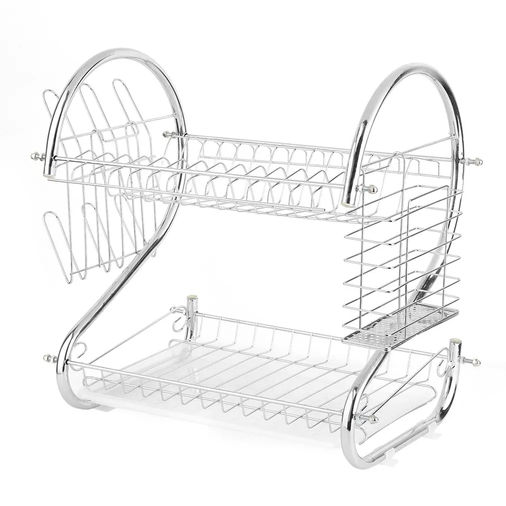 Нержавеющая сталь 2 яруса кухня быстросохнущая чашка сушилка футляр для