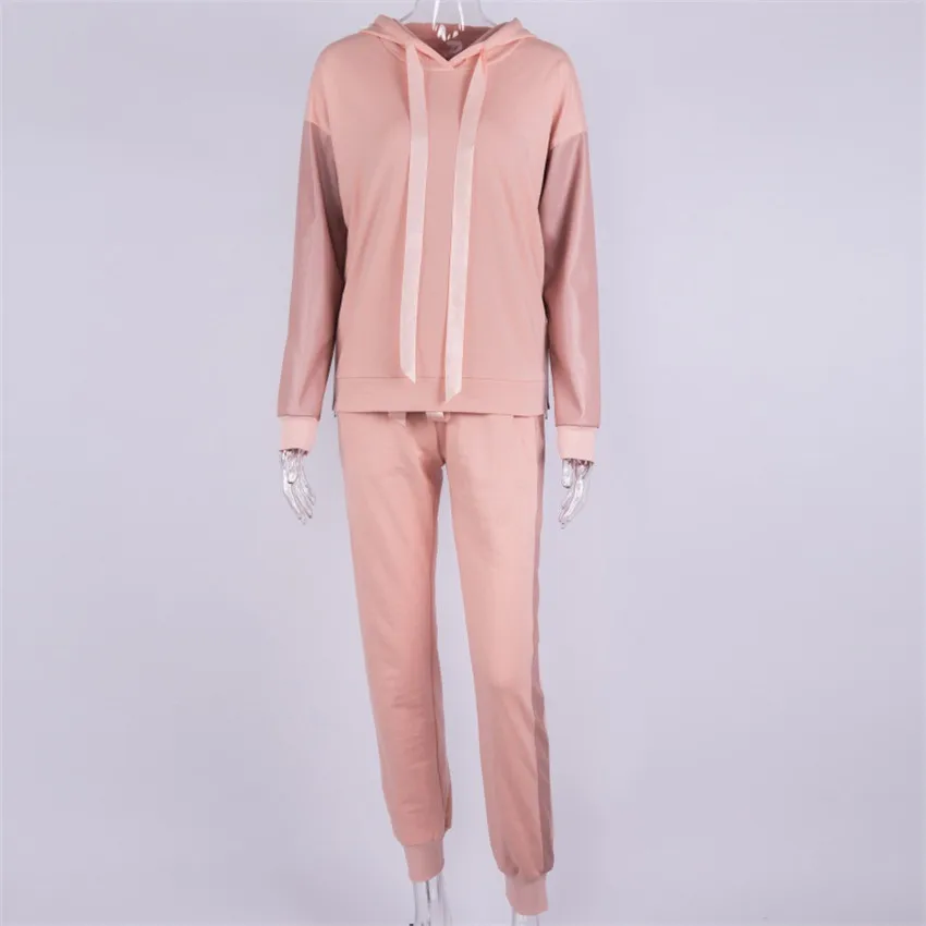 CB416 pink Спортивный костюм для женщин с длинным рукавом и капюшоном, топы и штаны, комплект, костюмы для фитнеса, женские махровые толстовки, толстовка, спортивные штаны, комплекты из 2 предметов - Цвет: CB416 pink