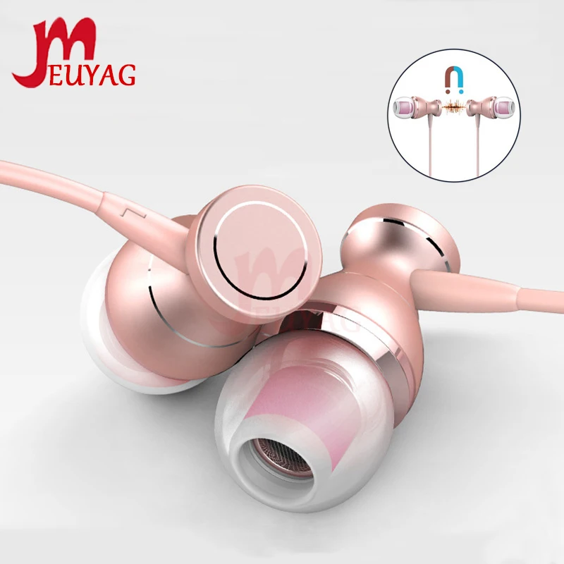 MEUYAG Metal Magnetic Earphone Sport Running In-Ear Earphones HandsFree Earbuds Headphones with Mic Stereo Headset