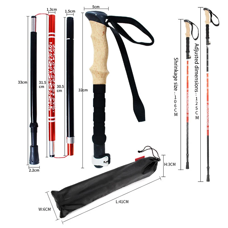 1 шт. алюминиевые походные трекинговые палки с деревянной ручкой 106 125