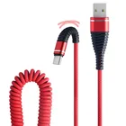 Сверхдлинный телефонный кабель Micro USB 1,2 м, пружинный прочный и портативный кабель Type-c для быстрой зарядки и передачи данных для Android, универсальные кабели
