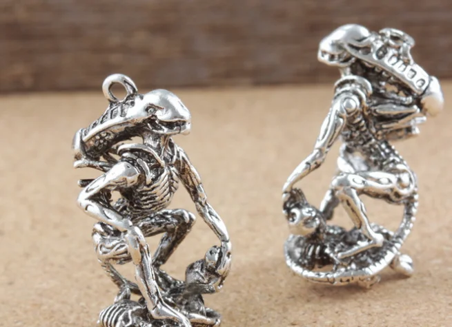 10 шт. необычный Череп Шарм в античном стиле Серебряные Подвески 31x16x15mm8. 5 г ручной