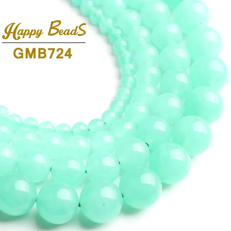 Mint Green Натуральный камень нефрит круглые бусины халцедон Гладкий Свободные Spacer Бусины для самостоятельного изготовления ювелирных изделий браслет Цепочки и ожерелья 1" дюймов/6/8/10 мм - Цвет: Mint Green