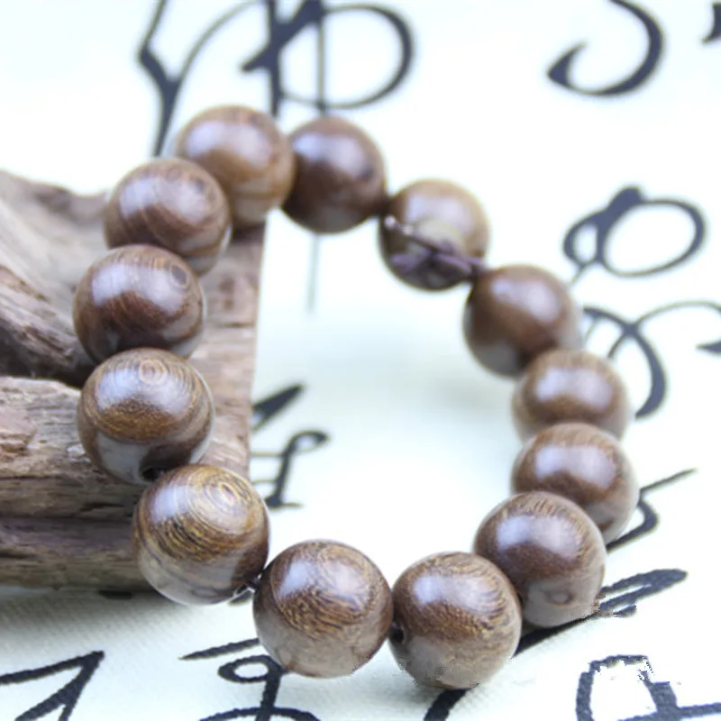 Браслет из натурального сандалового дерева с деревянными бусинами и золотистой