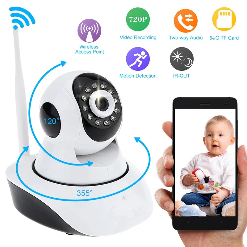 HD Беспроводная ip-камера для домашнего видеонаблюдения через WiFi Интернет с ночным видением камера двухстороннее аудио CCTV видео камера