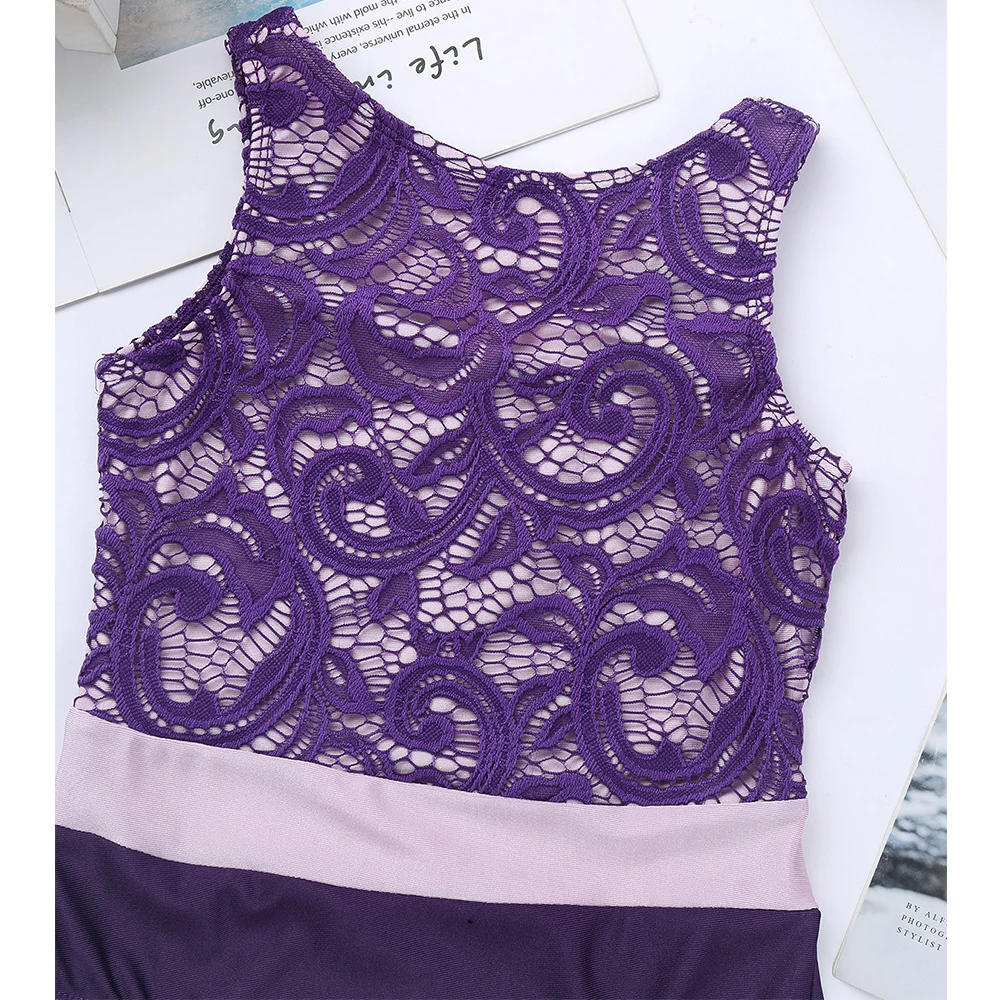 Балетные трико для девочек танцевальные костюмы кружевной топ без рукавов лиф