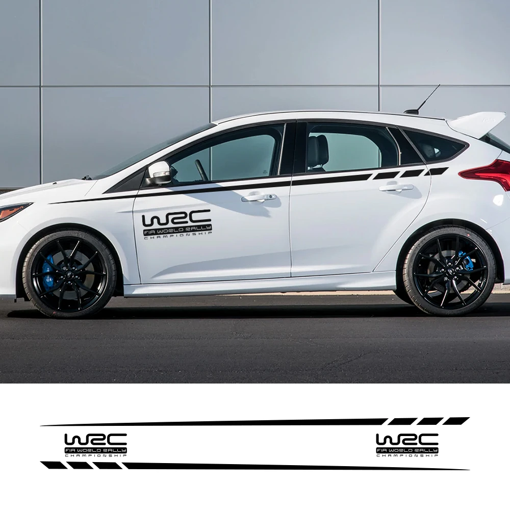 2pcs Car Side Skirts Stickers Stylish Graphics Auto DIY Styling Vinyl Decals Car Tuning Accessories For Ford Focus 2 3 MK2 MK3