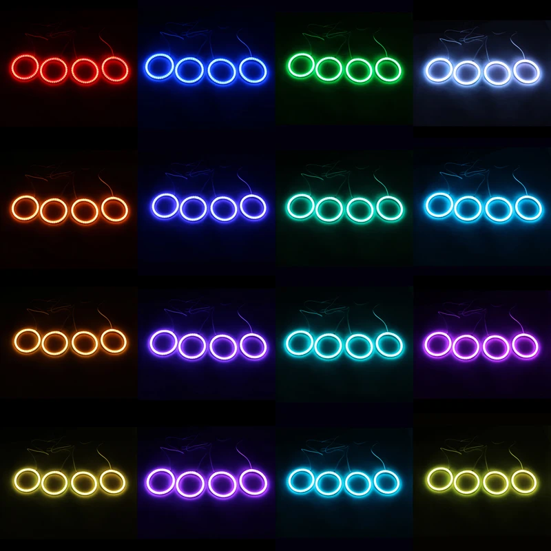 RGB angel eyes Многоцветный Светодиодный светильник с кольцом и поворотом DRL с чехлом для автомобиля, головной светильник, противотуманный светильник, мотоциклетный головной светильник s-4 шт