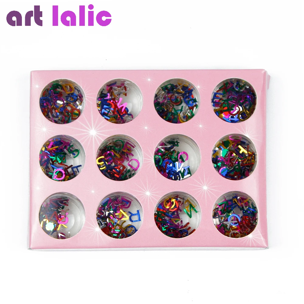 12 шт. алфавит для дизайна ногтей|nail art alphabet|decoration nail artart glitter |