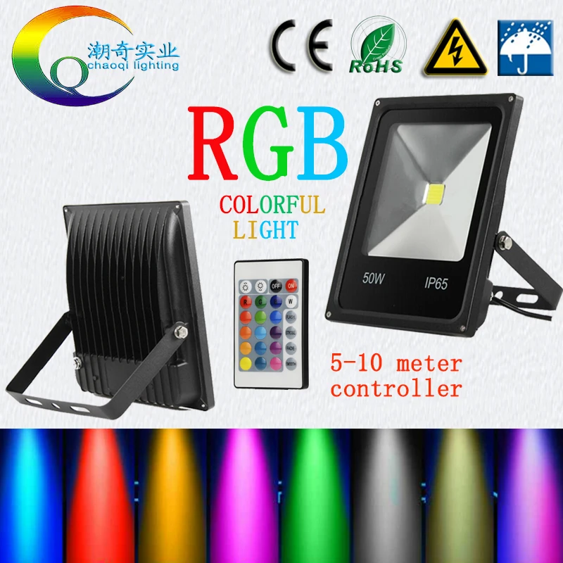RGB LED прожектор Водонепроницаемый 20 Вт 30 50 100 220 В 110 в цветной пульт дистанционного