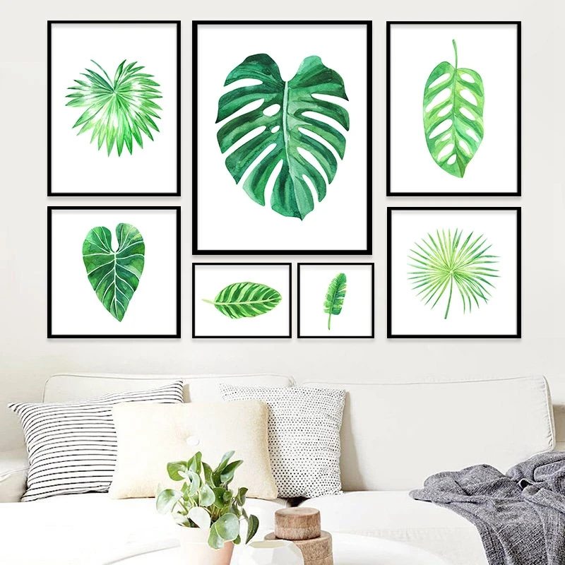 Акварельные растения листья плакаты настенные художественные картины на холсте