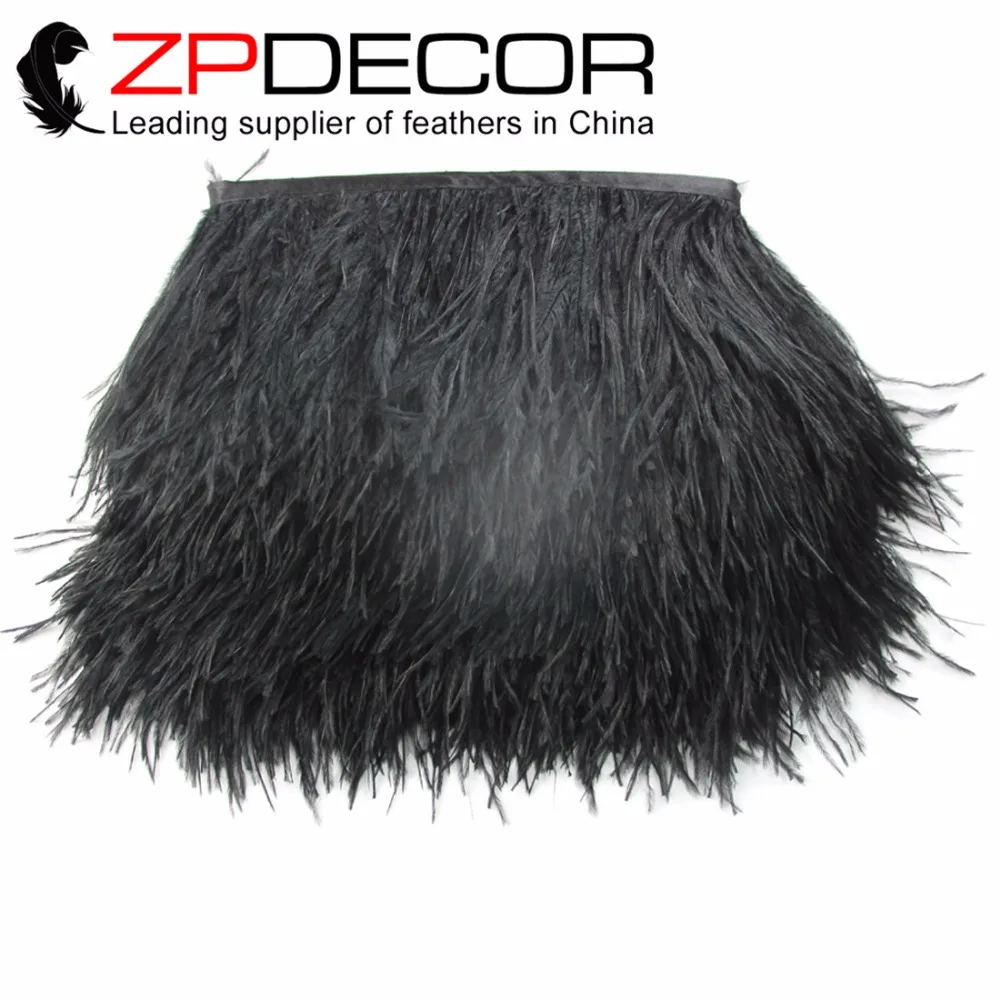 

ZPDECOR страусиные перья 10 ярдов/партия ручная работа черные Страусиные бахрома отделка перо для свадебного платья