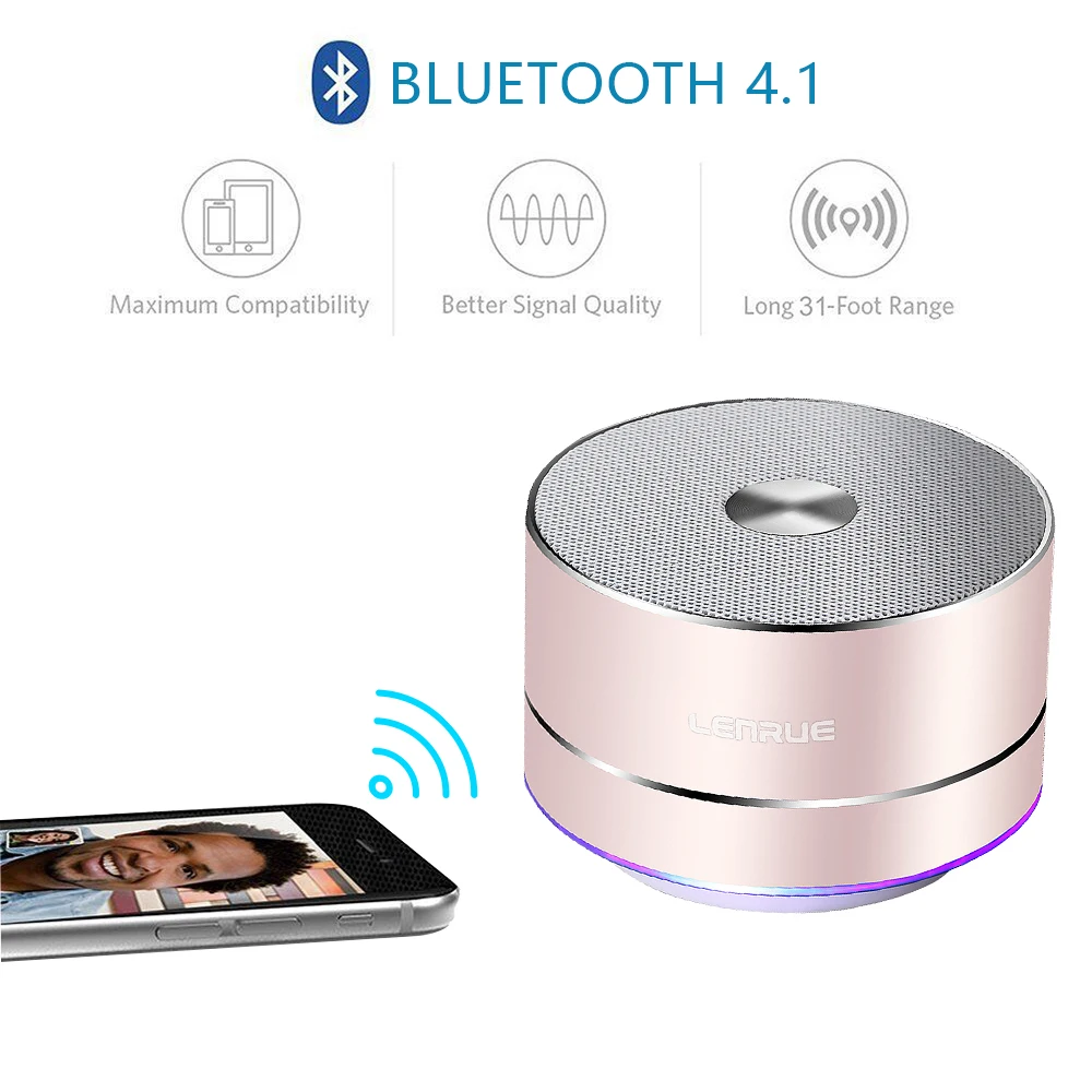 Портативный ledбеспроводной Bluetooth динамик Улучшенный стерео мини сабвуфер, Встроенный AUX микрофона/TFcard поддерживается/обновленная версия