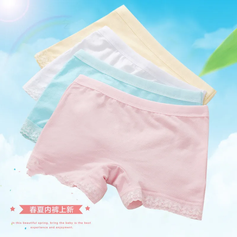 Однотонные хлопковые боксеры для девочек детские шорты трусы подростков