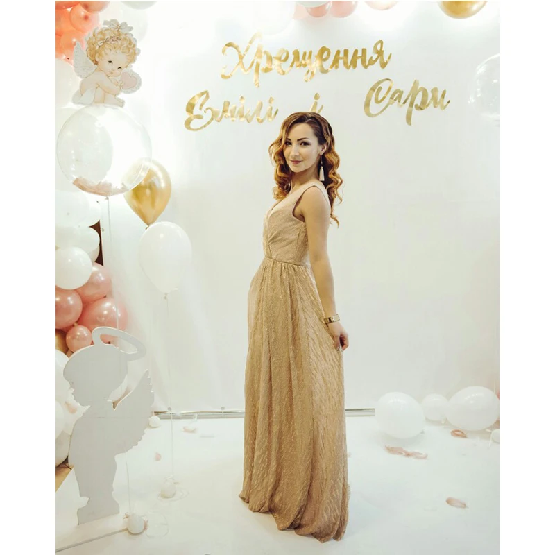 Dressv, розовое длинное вечернее платье, позолота, открытая спина, дешево, v-образный вырез, свадебное, вечернее платье, ТРАПЕЦИЕВИДНОЕ, Тюлевое, вечернее платье