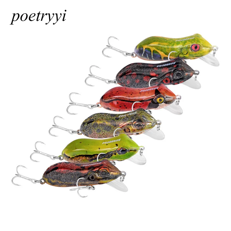 

POETRYYI 1Pc 4cm 9.5g Lifelike Jump Frog Enticement Lures Silicone Soft Bait For Crap Fishing Tackle Wobblers Crankbait 6 Colors