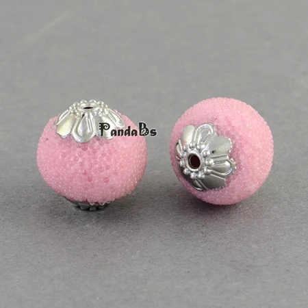 PearlPink Круглые свободные шарики ручной работы из Индонезии для изготовления ювелирных изделий своими руками, маленькие бусины серебристо-золотистые металлические застёжки - Цвет: PearlPink