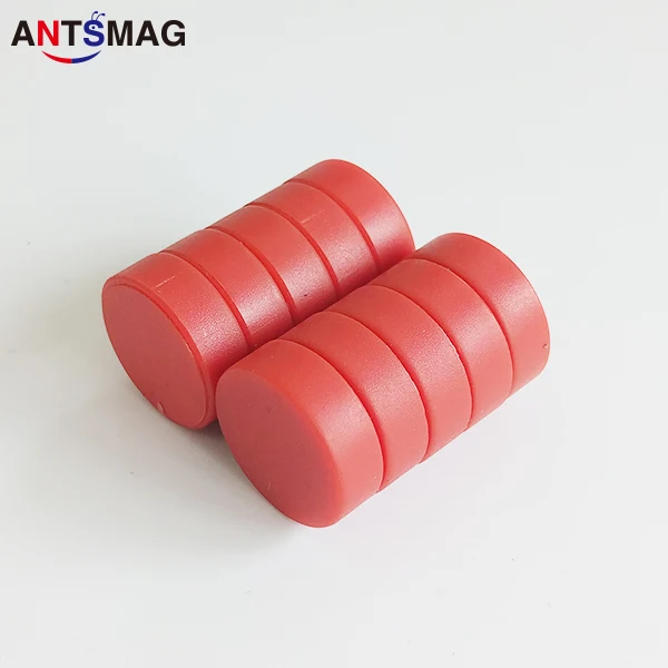 Red D15X5mm N52 неодимовые Дисковые магниты небьющиеся пластиковые с покрытием DIY постоянные магниты - Цвет: Red