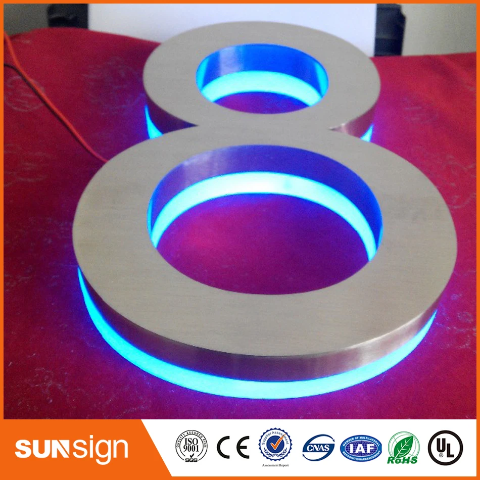 H 30 см оптовая продажа светодиодная подсветка из нержавеющей стали с номером