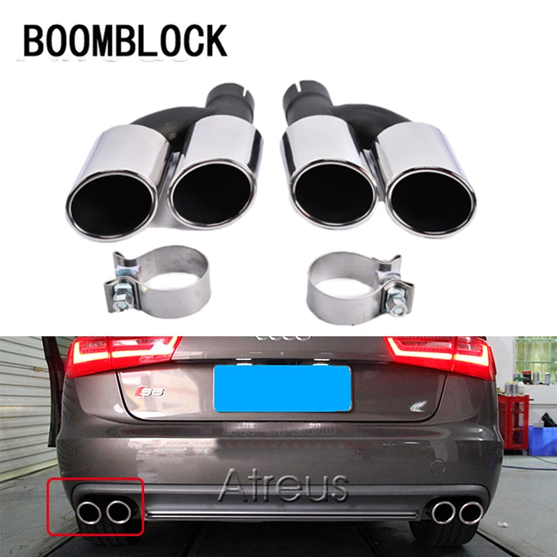 BOOMBLOCK один набор автомобильные аксессуары для Audi A6 2013 A6 для S6 Нержавеющая сталь автомобильный наконечник на глушетель выхлопной 13-14 концевой шейки полуоси