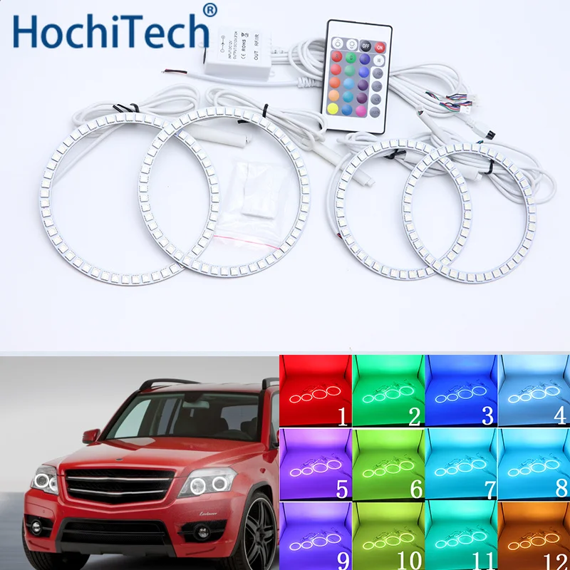 Для MERCEDES BENZ GLK CLASS X204 280 300 320 350 2010 2011 2012 разноцветная зеркальная RGB гало кольца