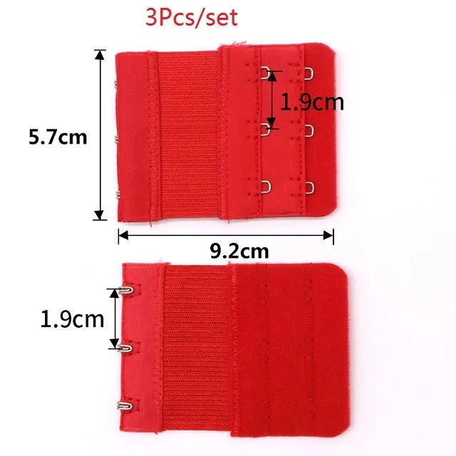 3pcs 3/4 шт. Пряжка Расширенный удлиненный пояс бюстгальтеры 3 ряда 2 крюк/2 ряда 3 крючка аксессуары для удлинения для нижнее белье, пояс для похудения - Цвет: 3pcs