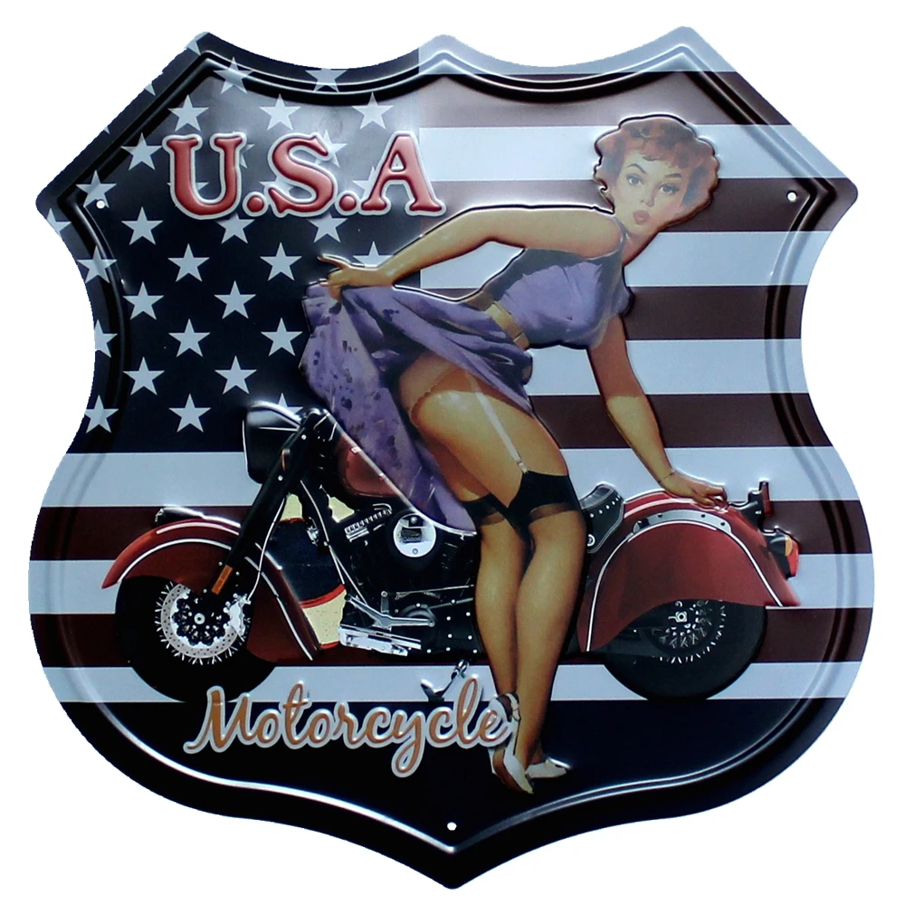 [Mike Decoration] USA Pinup Lady Motor lrnormal картина &quotзнак&quot Винтажный подарок Настенная Доска