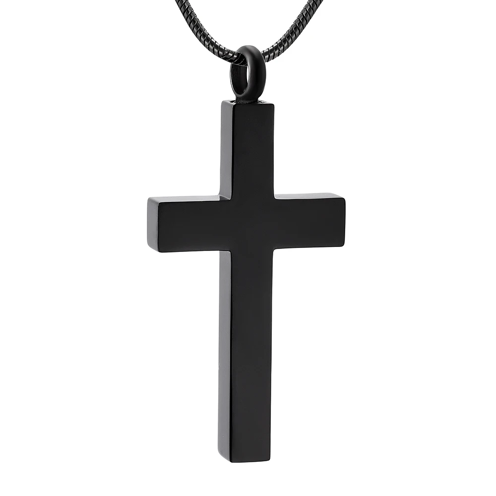 

IJD9845 Black Cross Stainless Steel Cremation Souvenir Pendant for Ashes Urn Memorial Fashion Pendant Jewelry for Gift