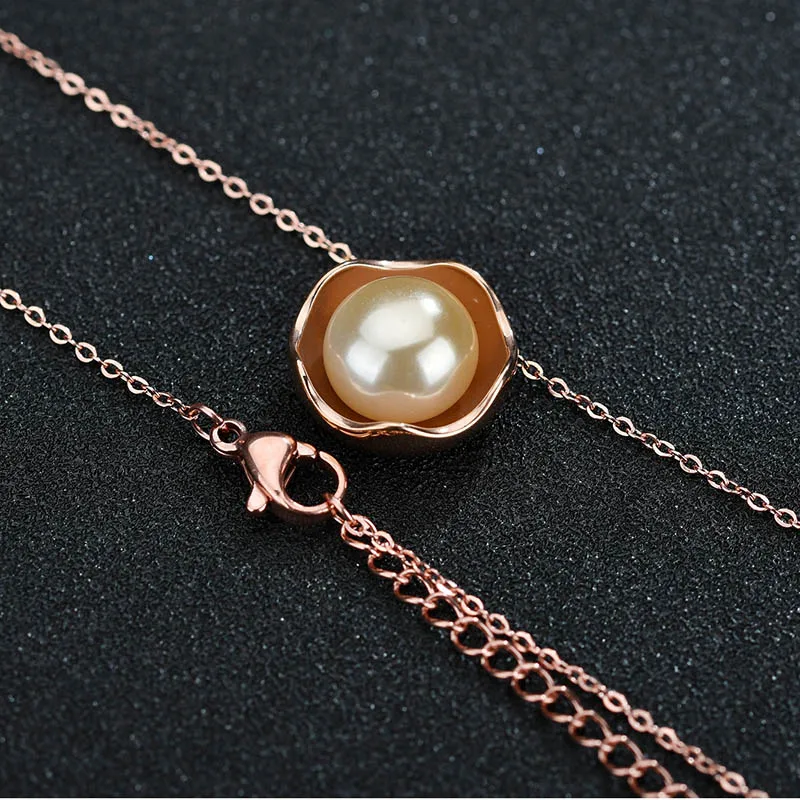 ELSEMODE Модный женский жемчужный чокер цвета розового золота для женщин Подвеска