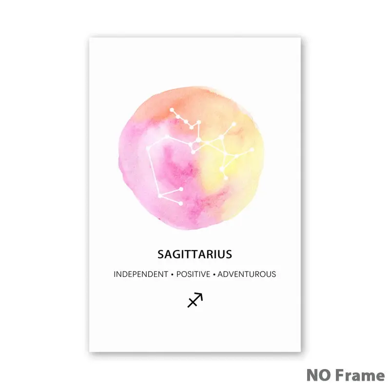 9 Sagittarius Акварельное Созвездие Астрономия Зодиак звезды холст живопись плакат и печать гостиной стены художественное украшение - Цвет: 9 Sagittarius