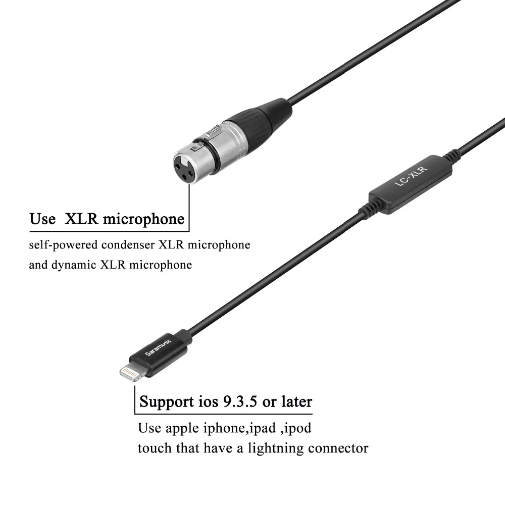 Saramonic LC XLR 6 м Кабель адаптер с вход и Apple Сертифицированный аудиоадаптер разъемом