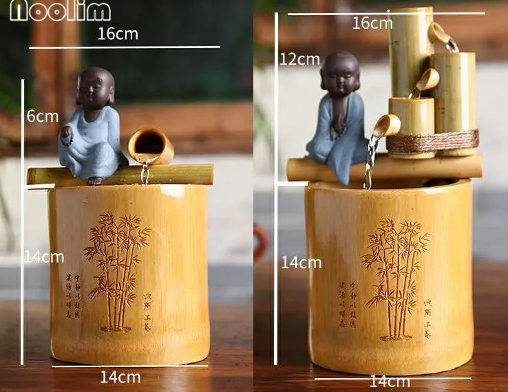 110V/220V монах бамбуковая трубка Настольный водяной фонтан фэншуй орнамент офисные