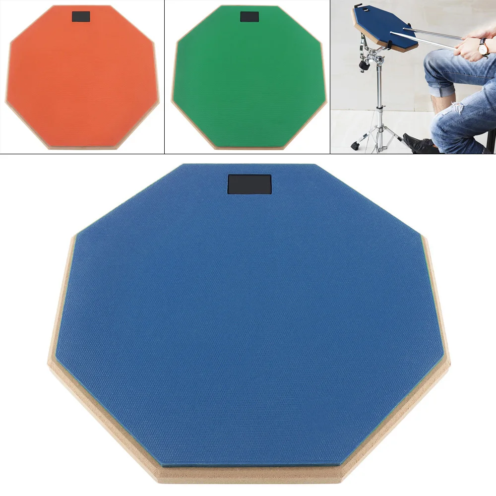 12 Inch Wooden Rubber Dumb Drum Practice Training Drum Pad for Jazz Drums Exercise with 3 Colors Optional