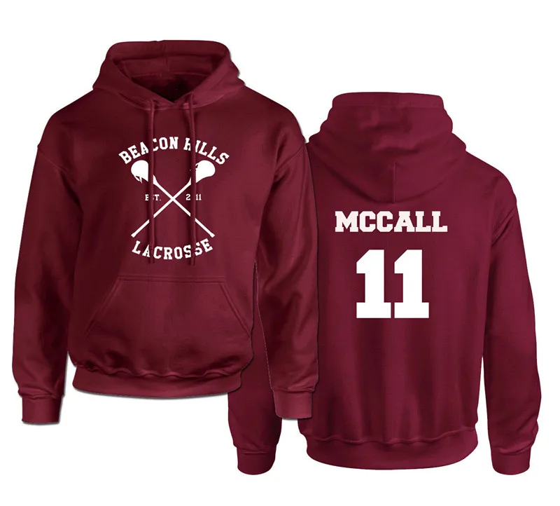 Лакросс beacon Hills логотип худи с изображением волка добавить stiles stilinski Подростковая толстовка унисекс Одежда для взрослых толстовка плюс Размеры - Цвет: Maroon 11