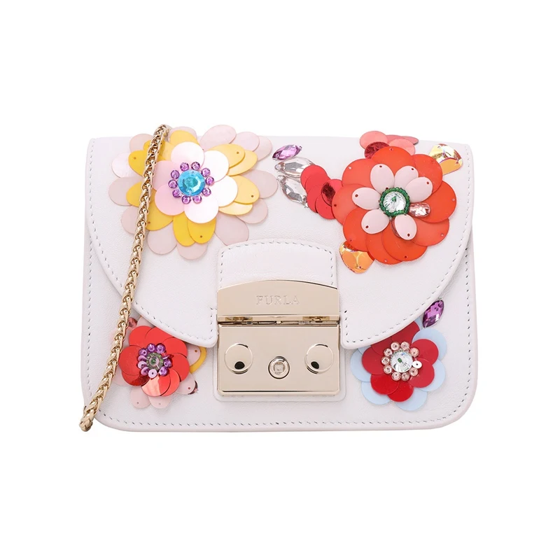 Rice white115015901 FURLA женщина Метрополис Кливия мини Кроссбоди кожаная сумка BOQ4 - Цвет: Rice white115015901