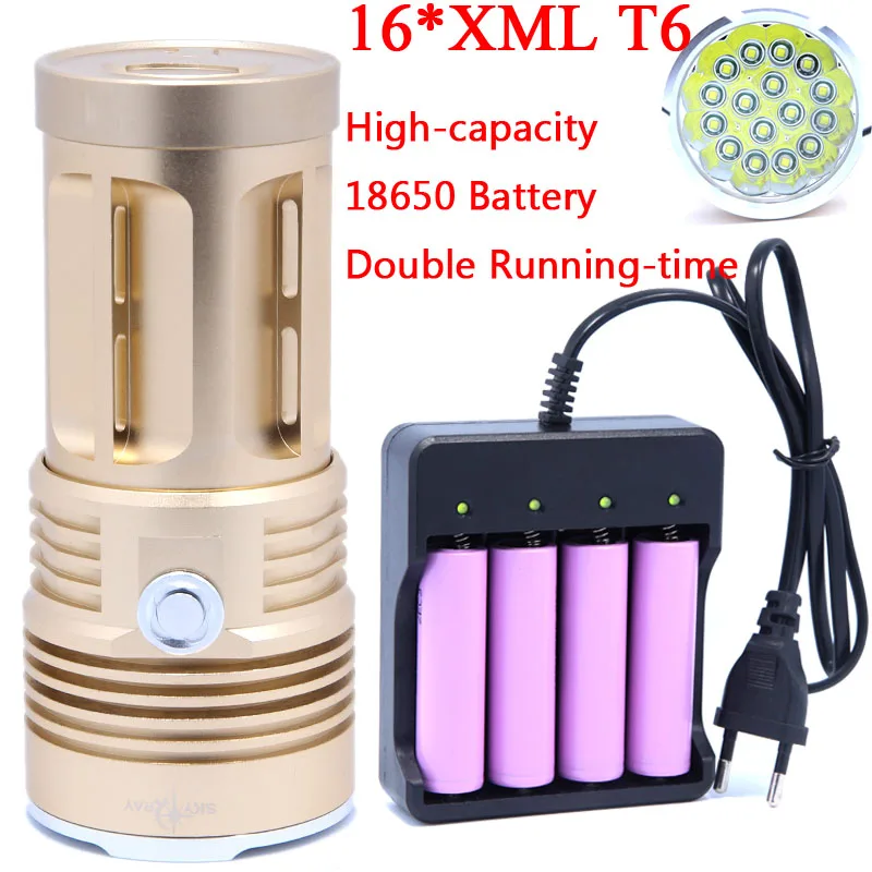 16T6 супер мощный флэш светильник фонарь светодиодная вспышка 38000LM