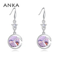 anka long drop hanging earrings with moon star shape drop earrings for women fashion jewelry crystals from austria 26493