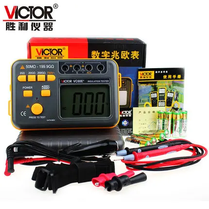 VC60E + цифровой измеритель сопротивления 50 M ~ 199 9G Ohm 2500 V 5000 Megger MegOhm Измеритель