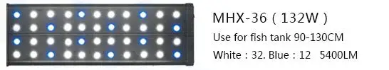 MHX-36 40-180 см морской Коралловый аквариум с травой Светодиодная лампа Водонепроницаемая осветительная трубка аквариум полный спектр ультра-тонкий Дайвинг профессиональный - Цвет: MHX-36
