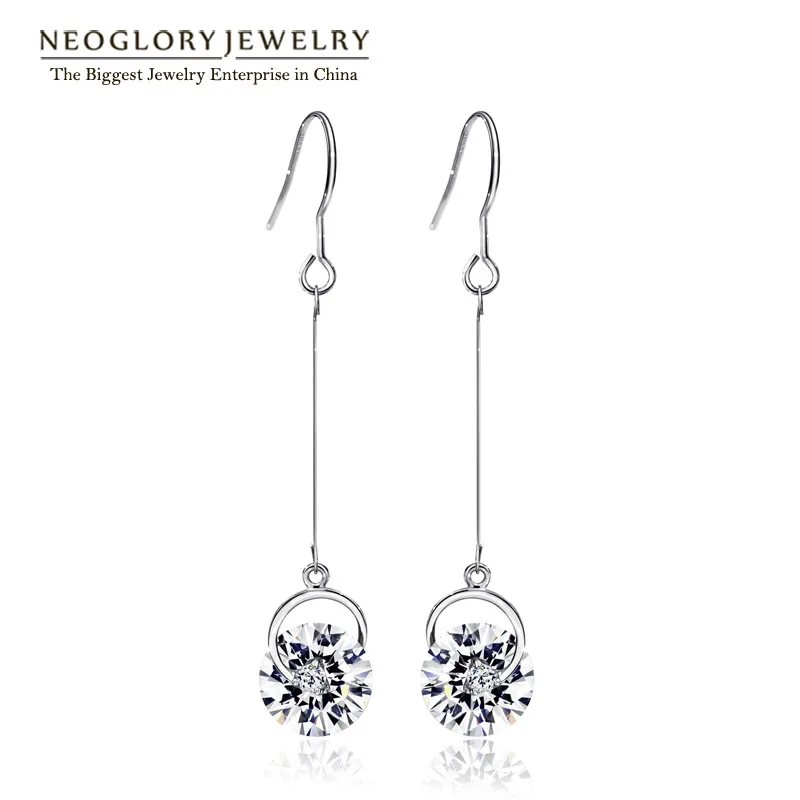 Neoglory австрийские кристаллы стразы кисточки Длинные свадебные Висячие серьги