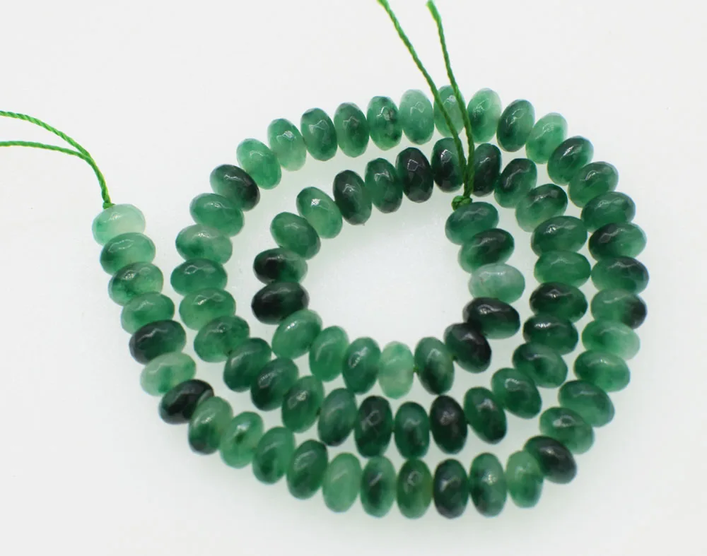 

loose beads 8*4mm green jades roundel for making jewelry necklace 14inch FPPJ wholesale