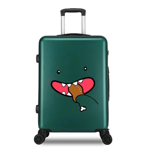 green Klqdzms 20/22/24/26 дюймов ABS+ PC бленда для объектива в мультяшном стиле, багаж на ролликах для мужчин и женщин, чемодан на колесиках для путешествий чемодан с колесом - Цвет: green