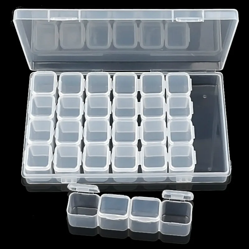 Инструмент для ногтей коробка приема ювелирных изделий 28 решеток прозрачная