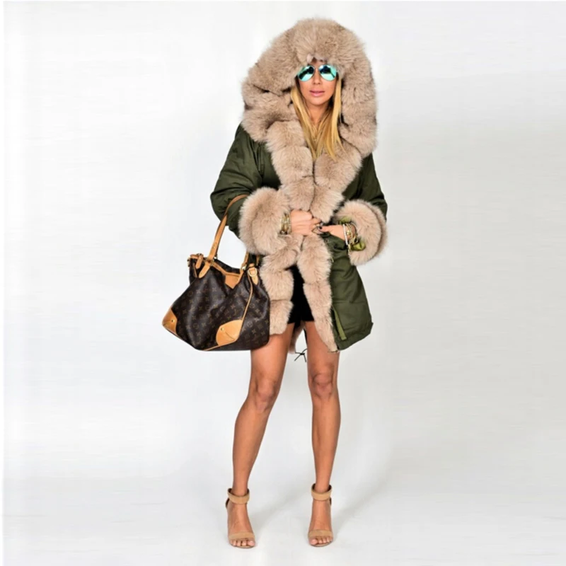 CKMORLS New Real Fox Fur Parka Women Winter Coat Casual Long Jacket With Collar Thick Warm Outerwear Natural Parkas | Женская одежда