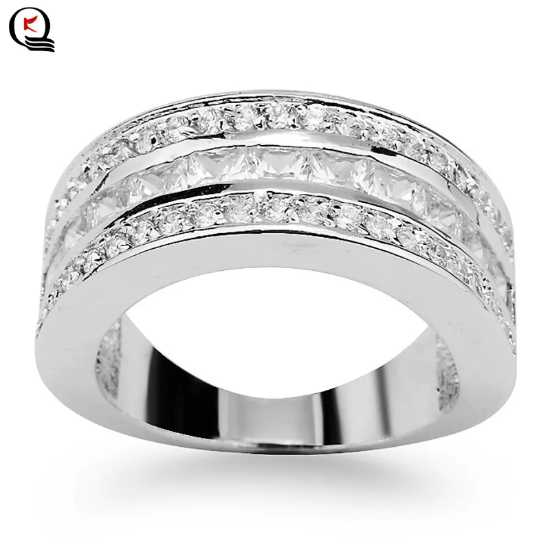 

Simple Classical Silver Color Ring For Women Dazzling Crystal Annivresary Party Gifts Jewelry Gift