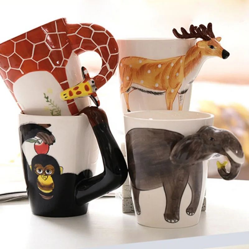

Керамика кофейная кружка с изображениями животных, кружка для воды 3D, Чай Молоко Кружка 400 мл
